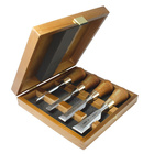 Set of butt chisels in wooden box