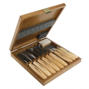 Set of Carving Chisels in Wooden Box 9pcs