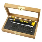 Set of micro bits 4mm with screwdriver in wooden box