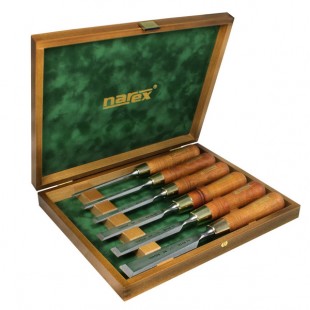 Set of polished bevel edge chisels PREMIUM in wooden box