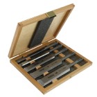 Set of machine chisels in wooden box